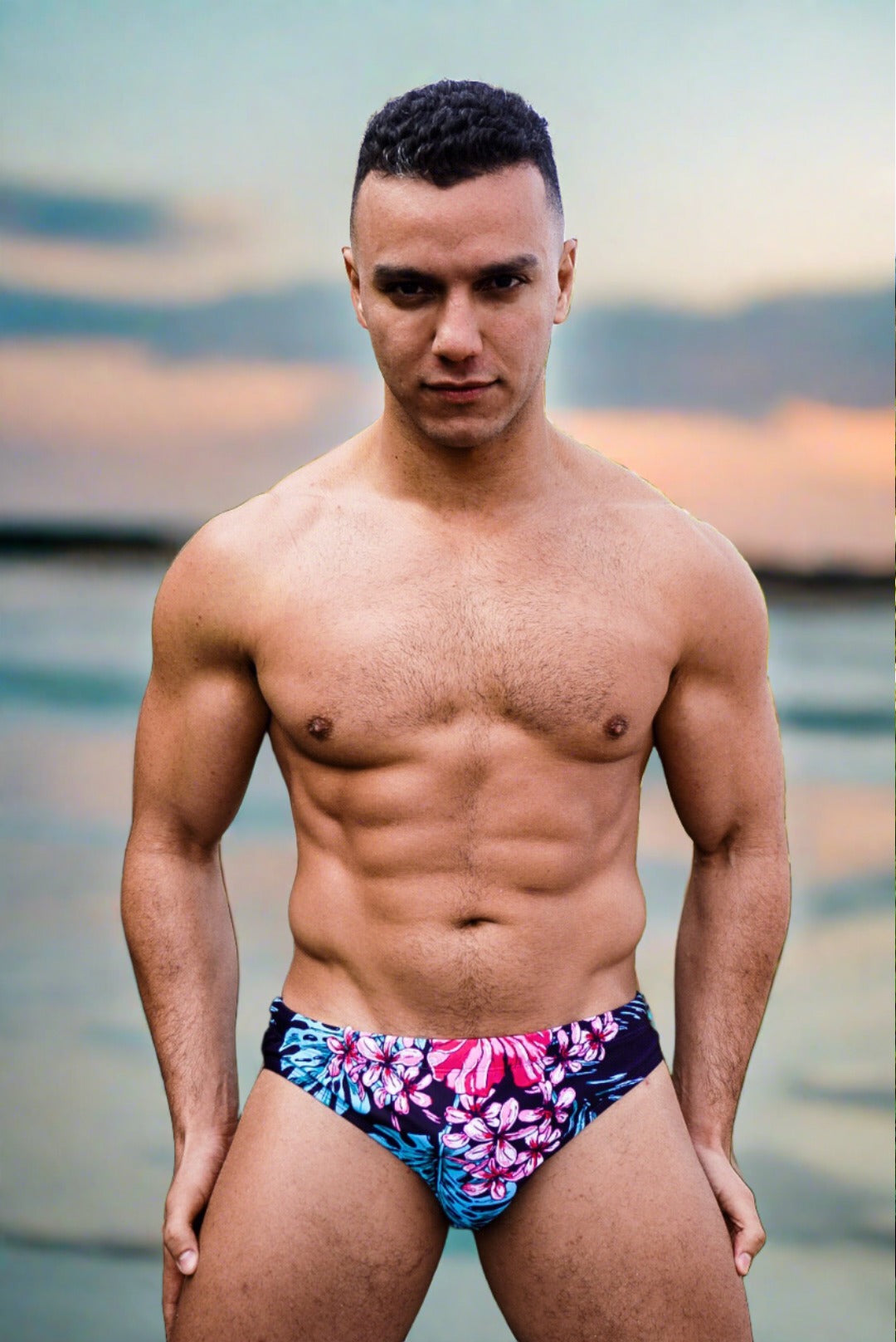 Our Floral Swim Brief for men. Speedo style cut.