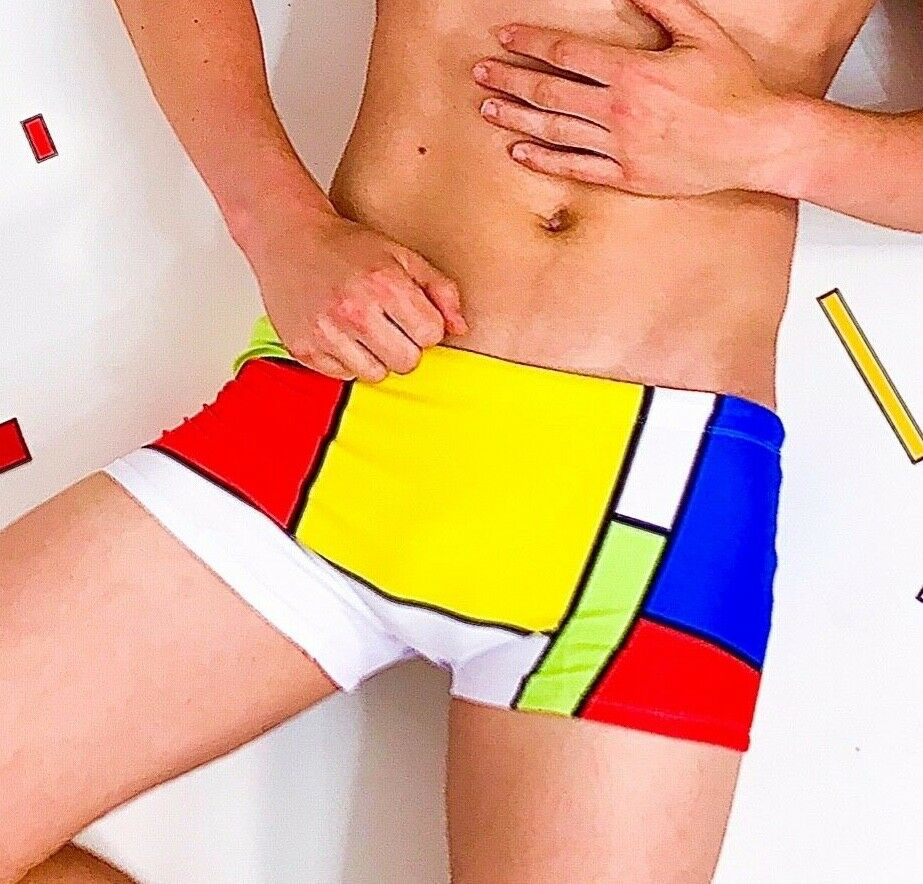 Mondrian inspired Square Cut Swimsuit for Men