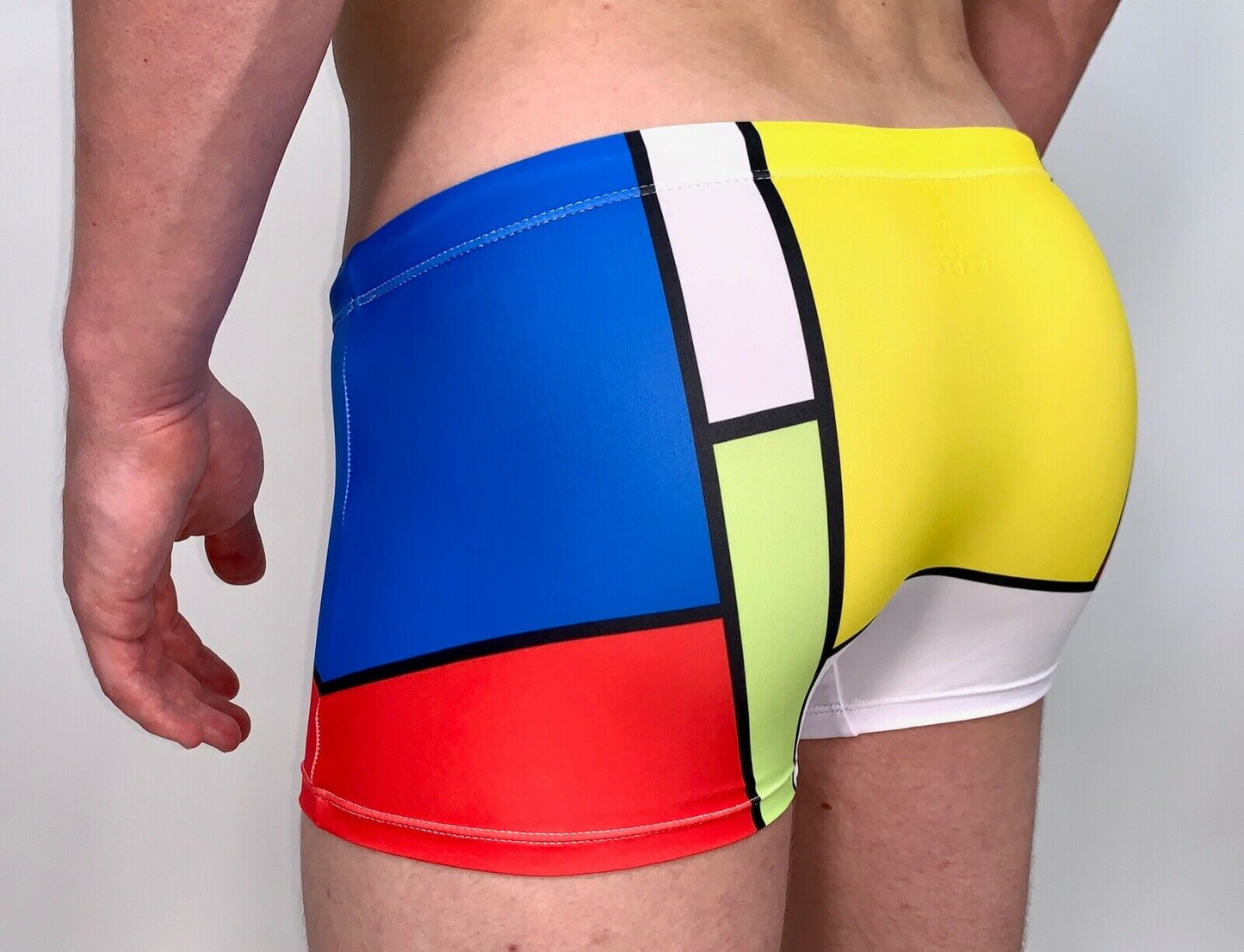 Mondrian inspired Square Cut Swimsuit for Men