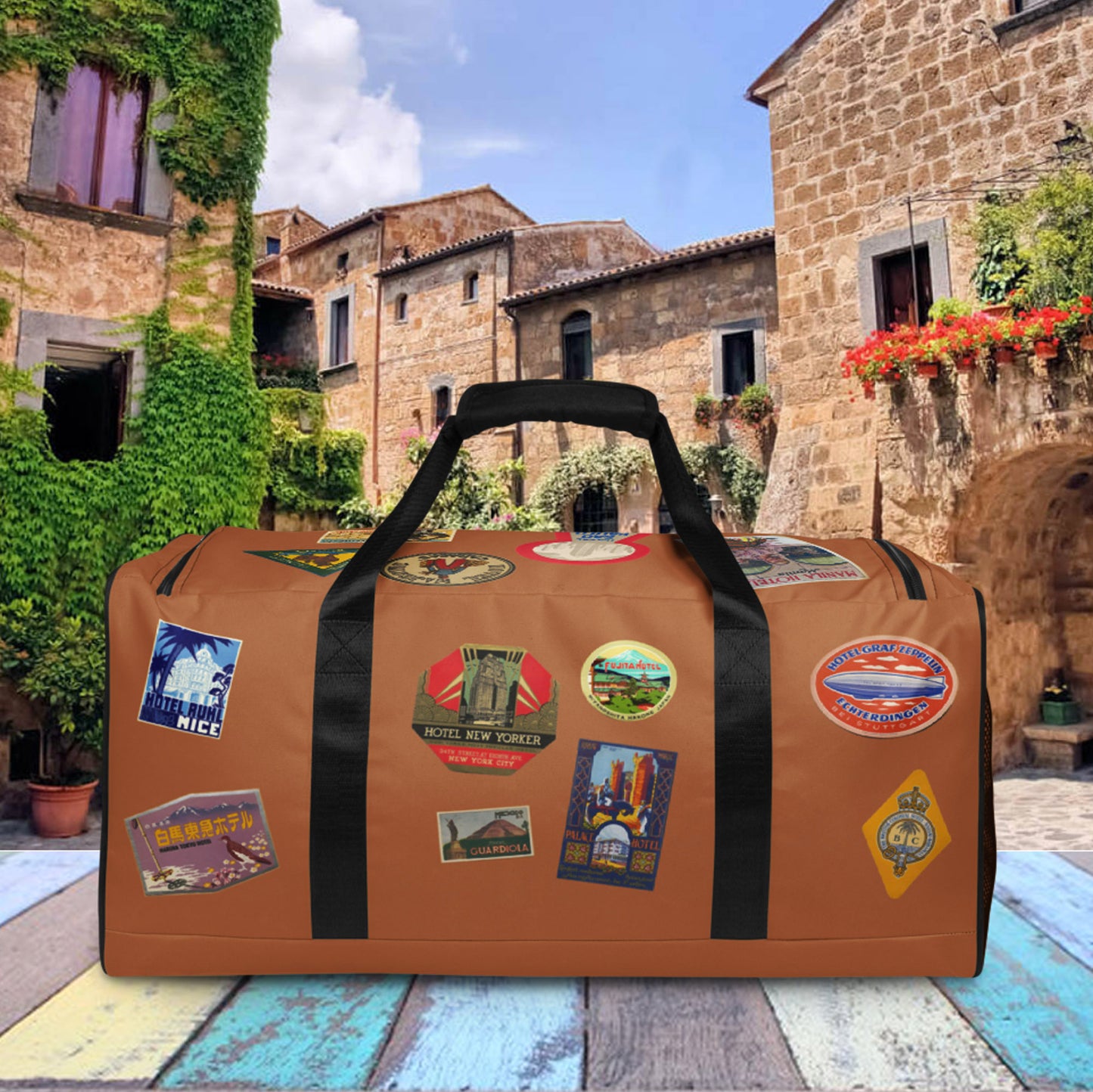 Vintage Style World Travel Duffle