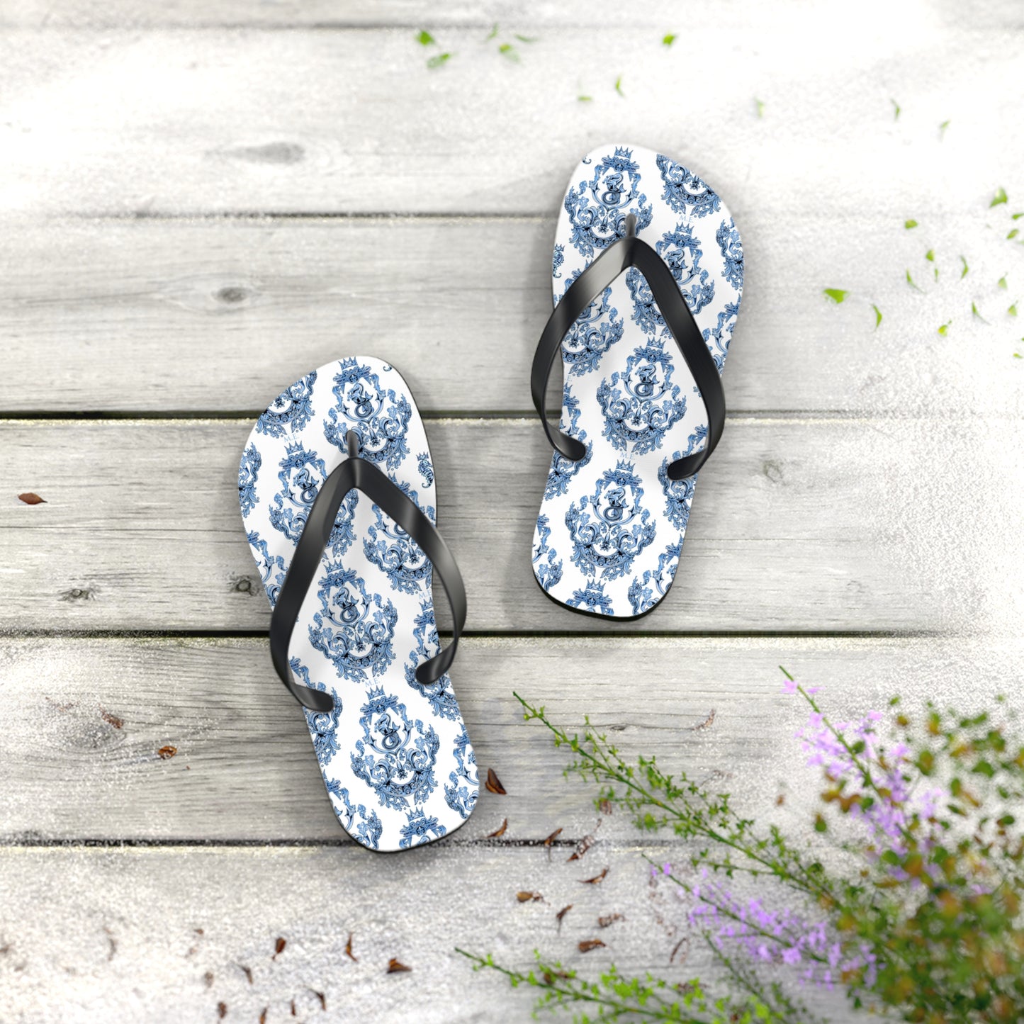 Blue Baroque Flip-Flops