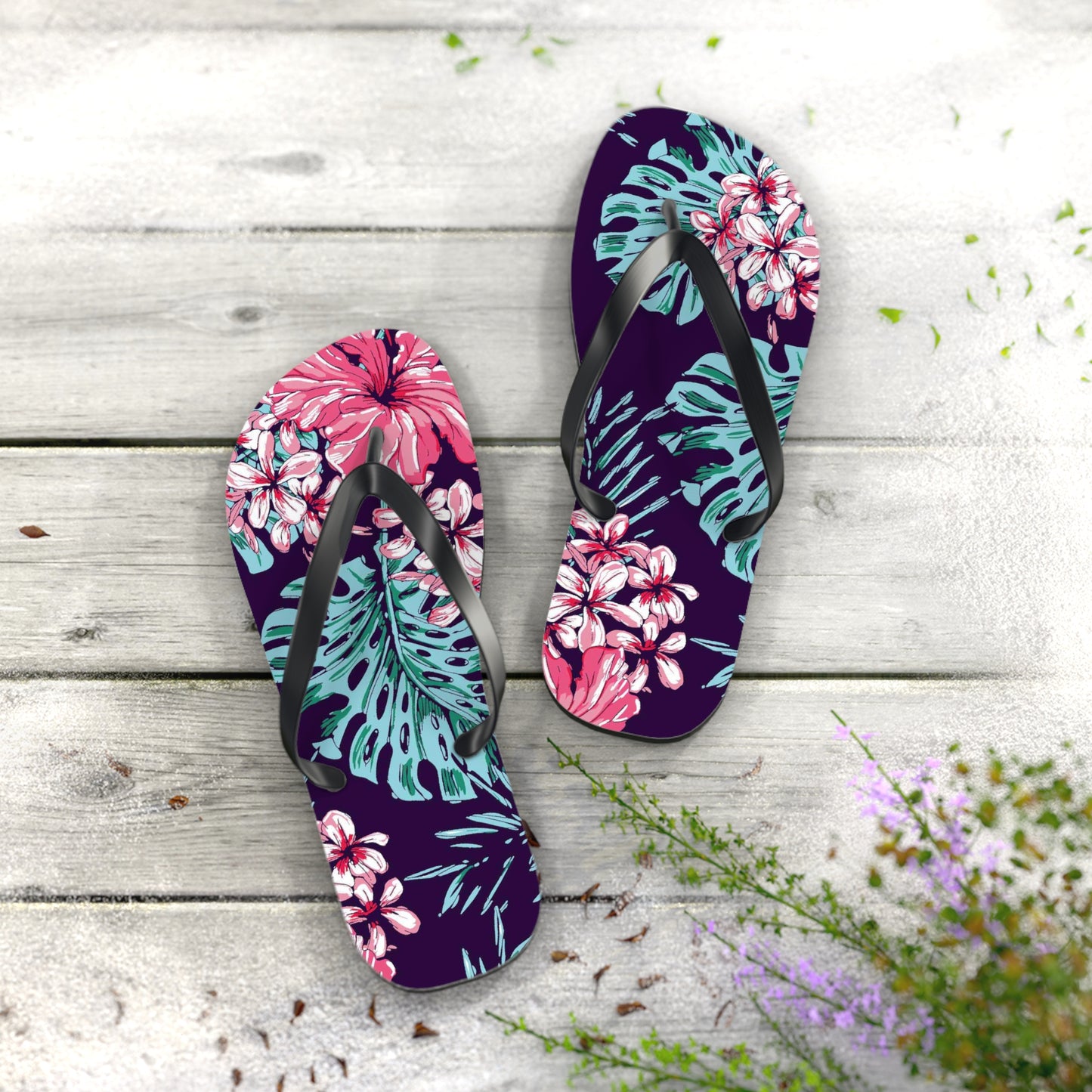 Floral Print Flip-Flops