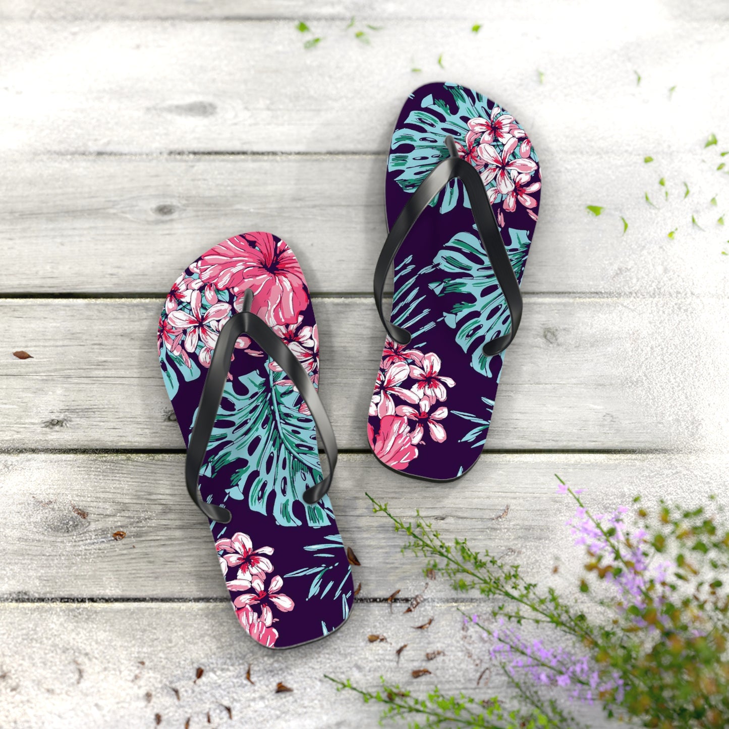 Floral Print Flip-Flops