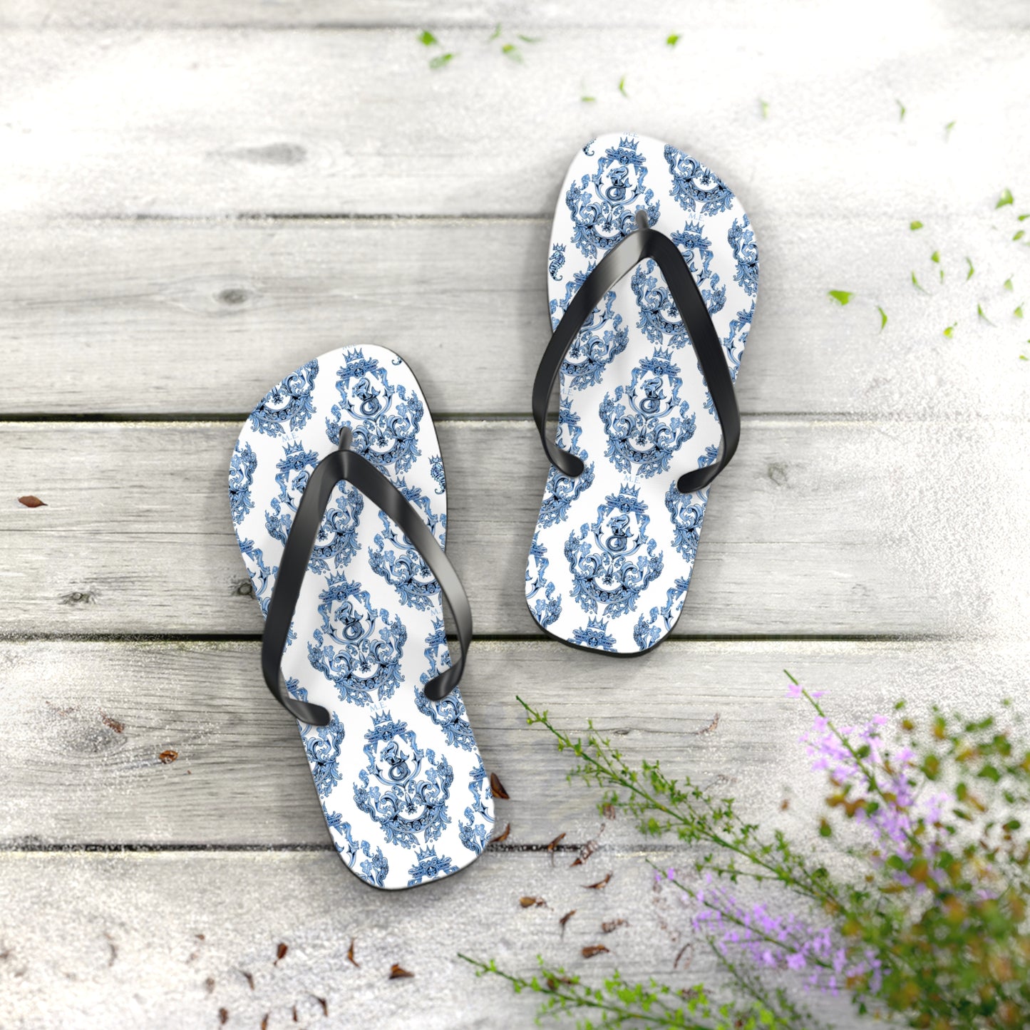 Blue Baroque Flip-Flops