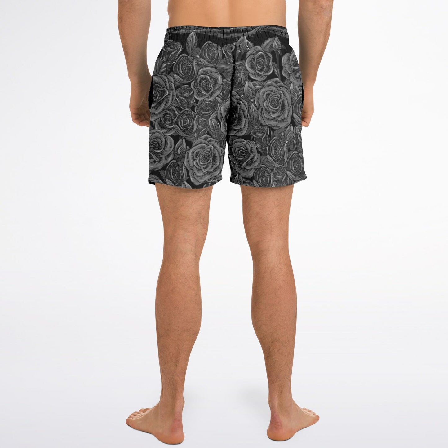 Black Rose Goth Emo Mens Swim Shorts