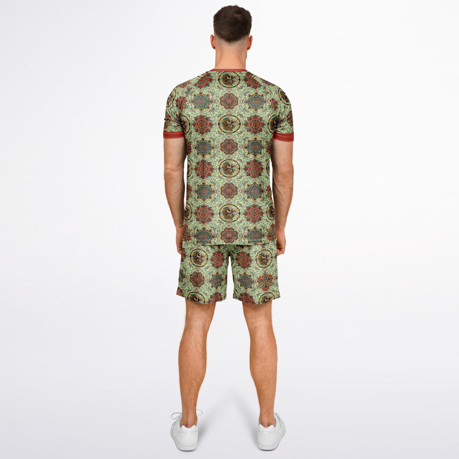 Mosaic Shorts and Shirt set for men inspired by the tile work of Byzantine church ceilings.