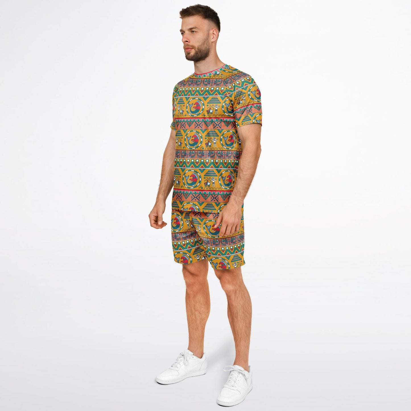 Mexican Inspired Aztec Shirt and Shorts Set For Men