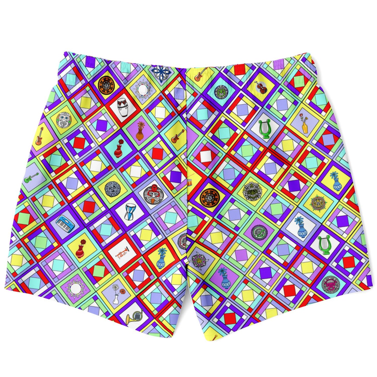 Men's retro swim shorts / trunks inspired by the look of 1960's Braniff uniforms.