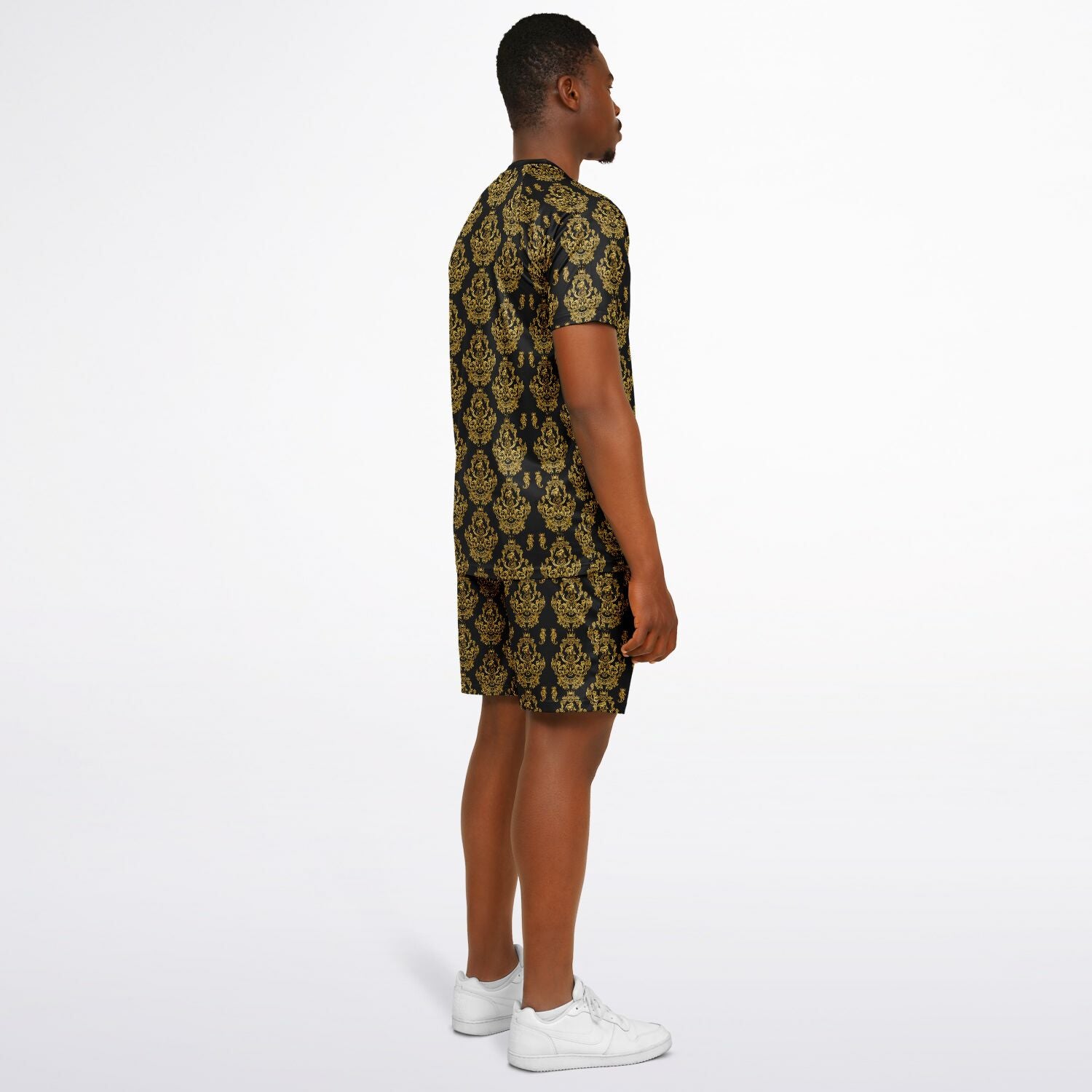 Gold Baroque Shirt and Shorts set for men inspired by the style originating in  16th century Italy.