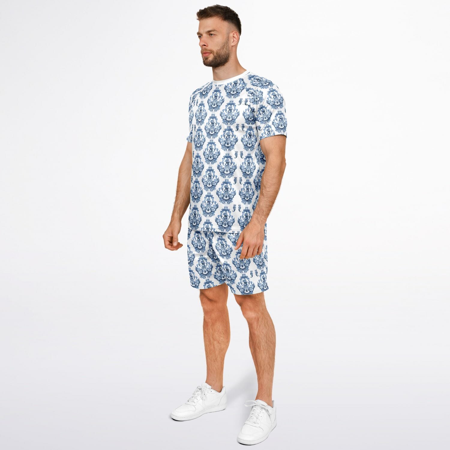 Blue Baroque Shirt and Shorts set for men inspired by the style originating in  16th century Italy.