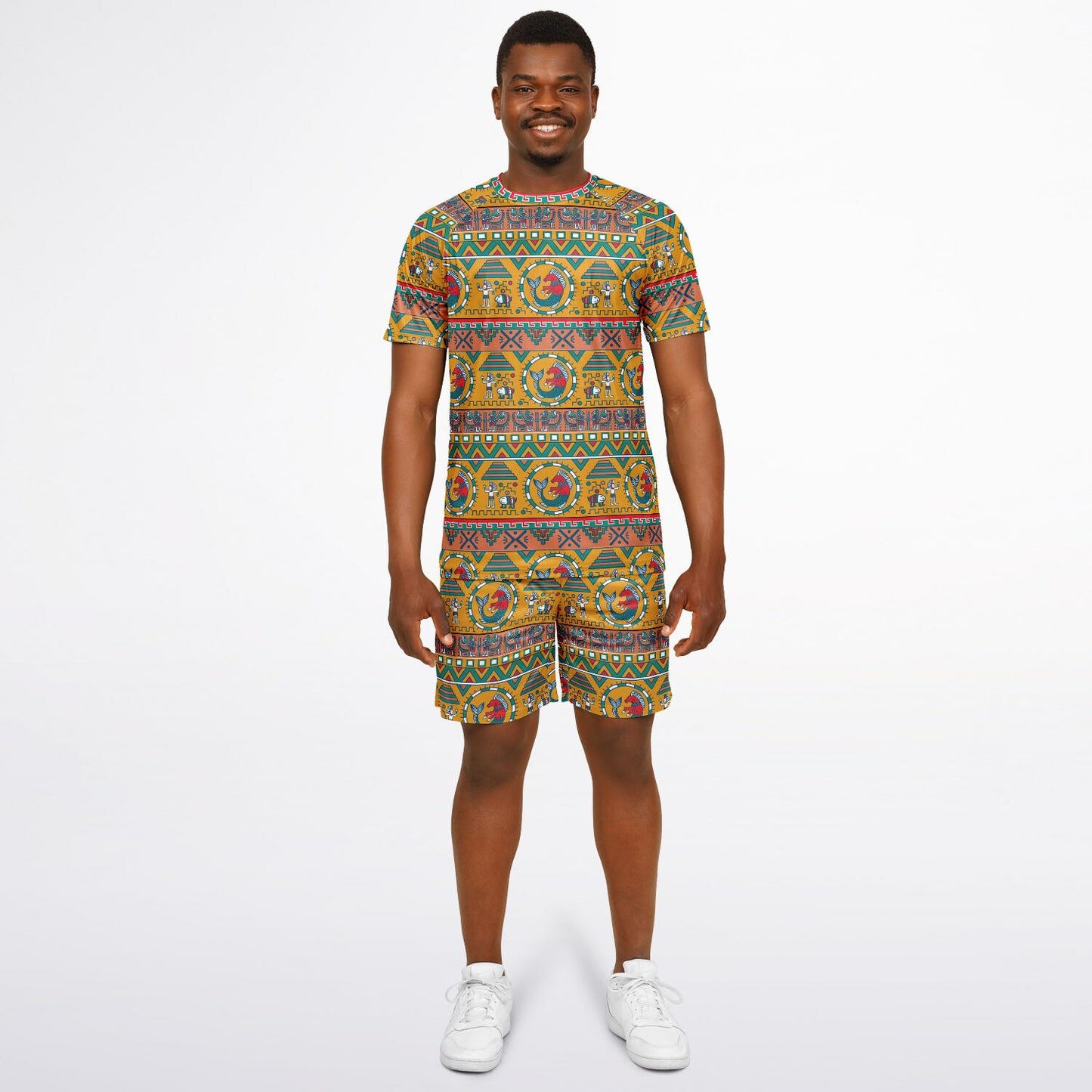 Mexican Inspired Aztec Shirt and Shorts Set For Men