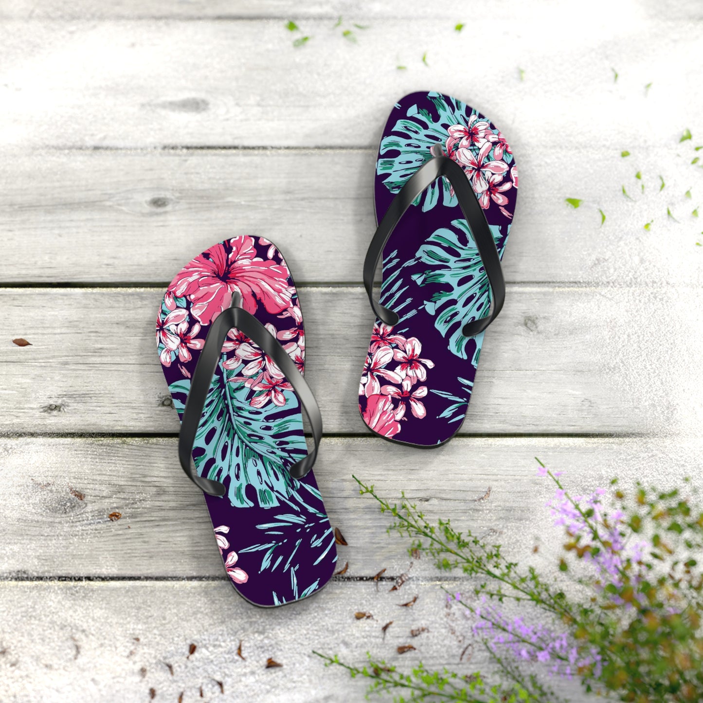 Floral Print Flip-Flops