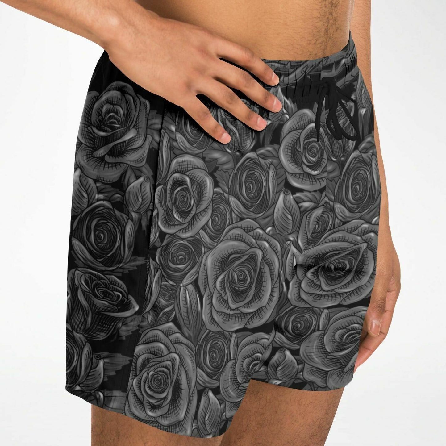 Black Rose Goth Emo Mens Swim Shorts