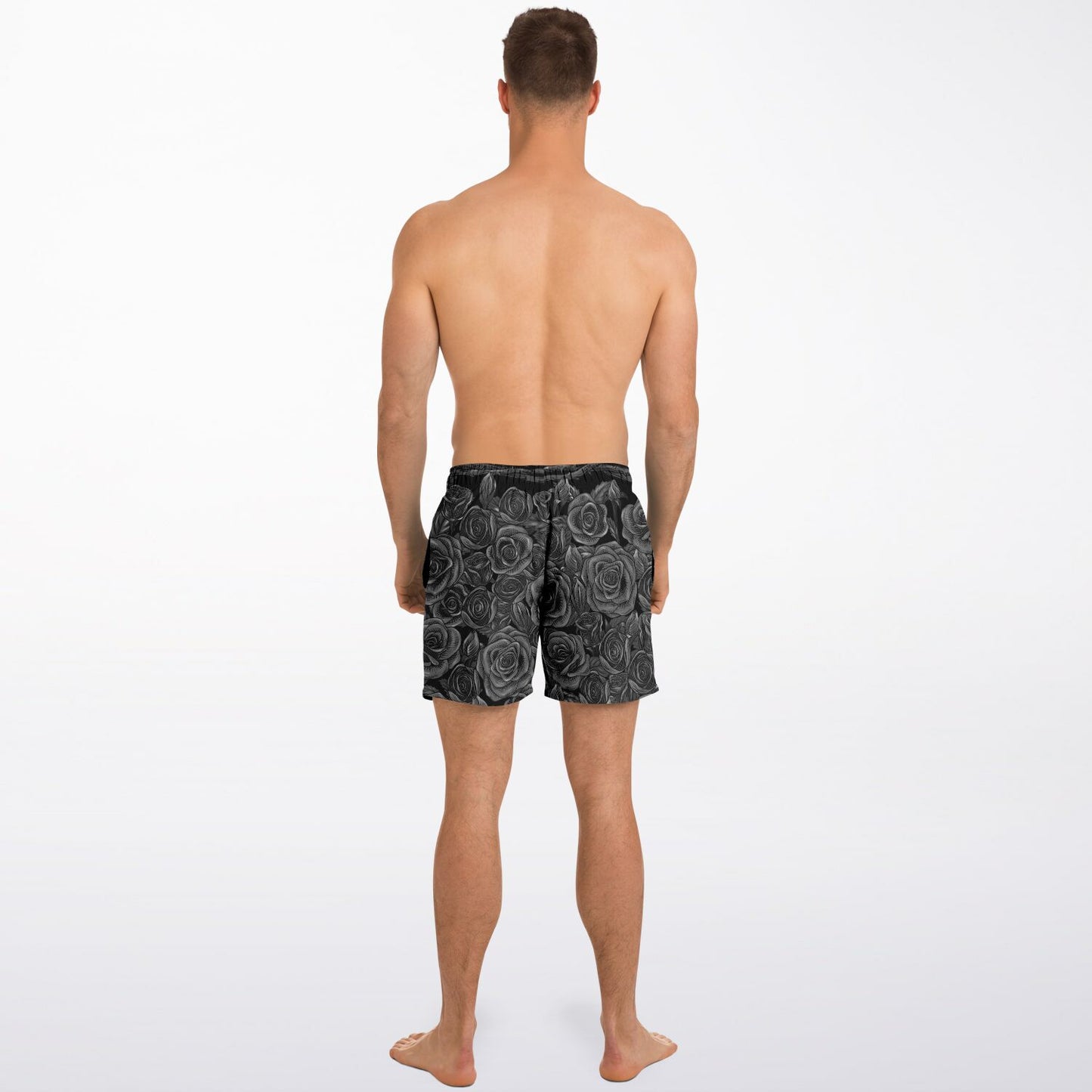 Black Rose Goth Emo Mens Swim Shorts