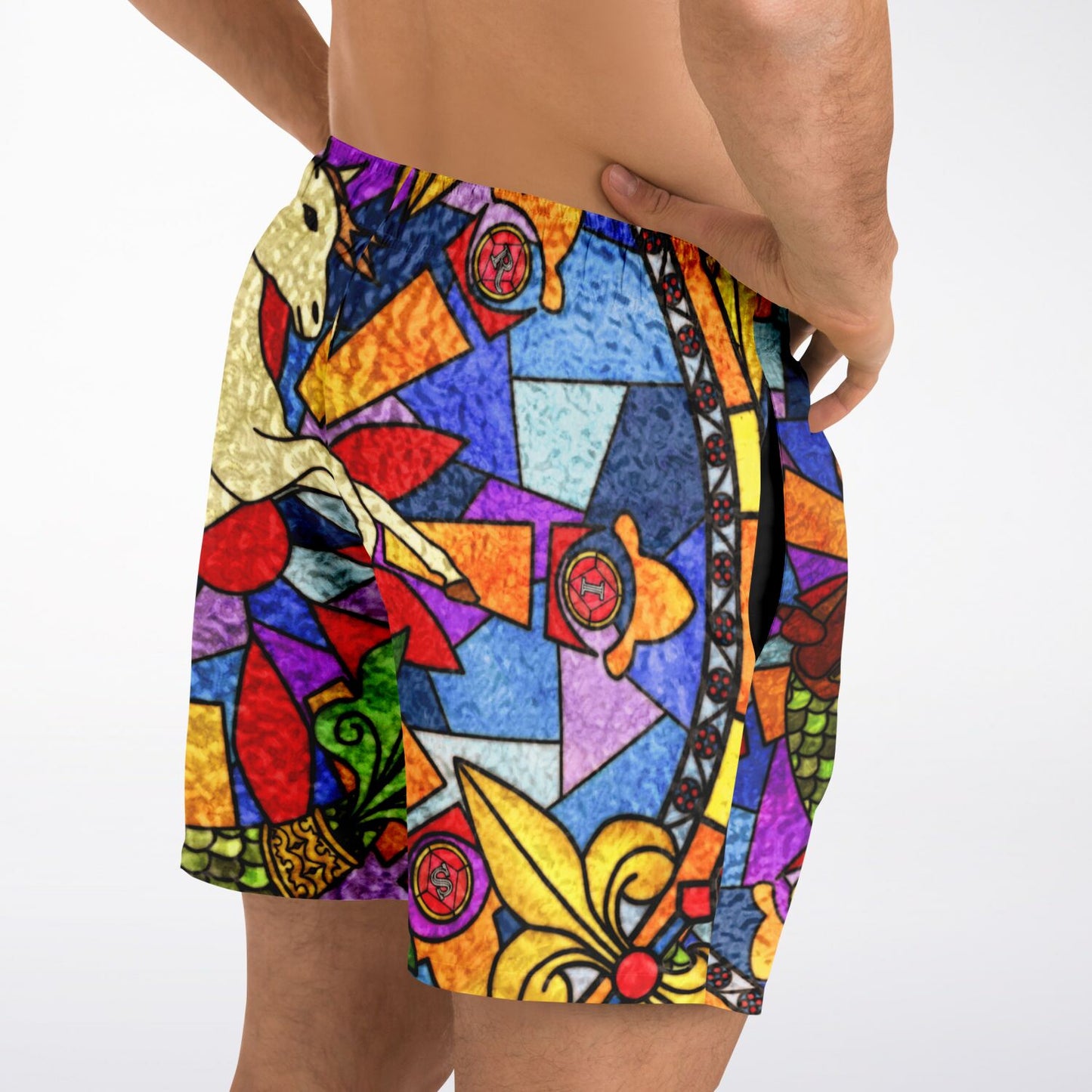 Stained Glass Seahorse Men's Swim Shorts