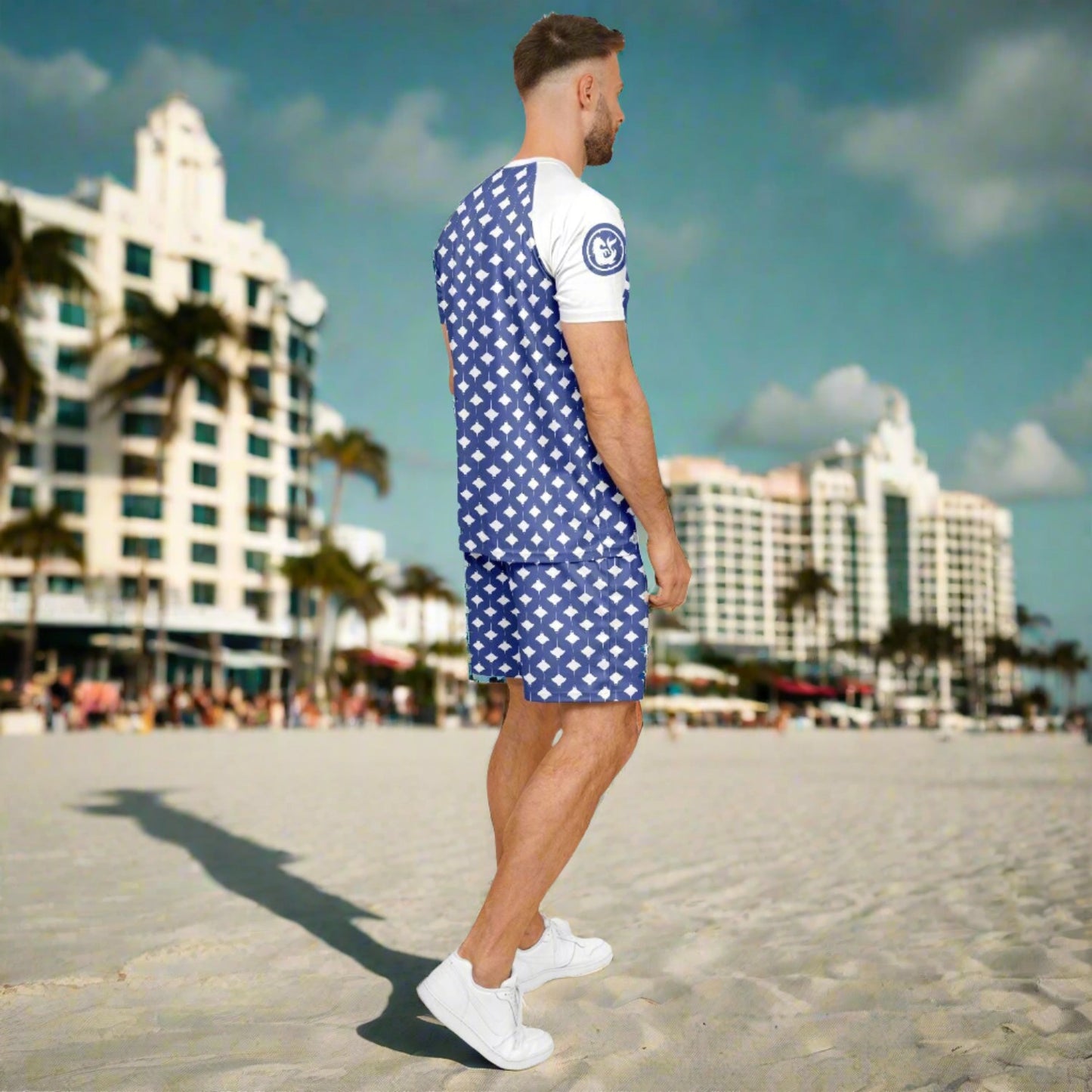 Manta Ray Print Top and Shorts For Men