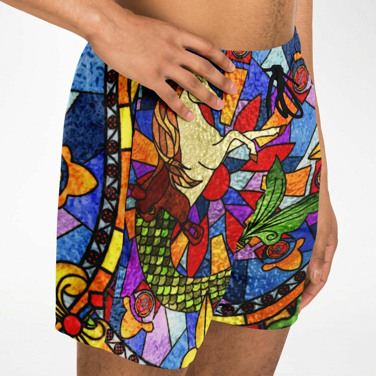 Stained Glass Seahorse Men's Swim Shorts