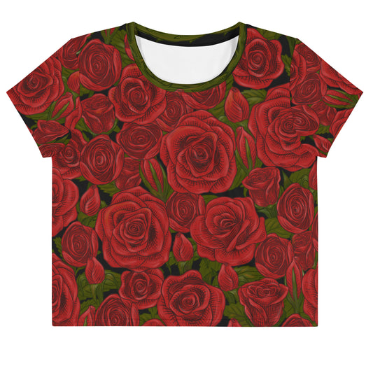 Rozen Red Rose Crop Tee Shirt