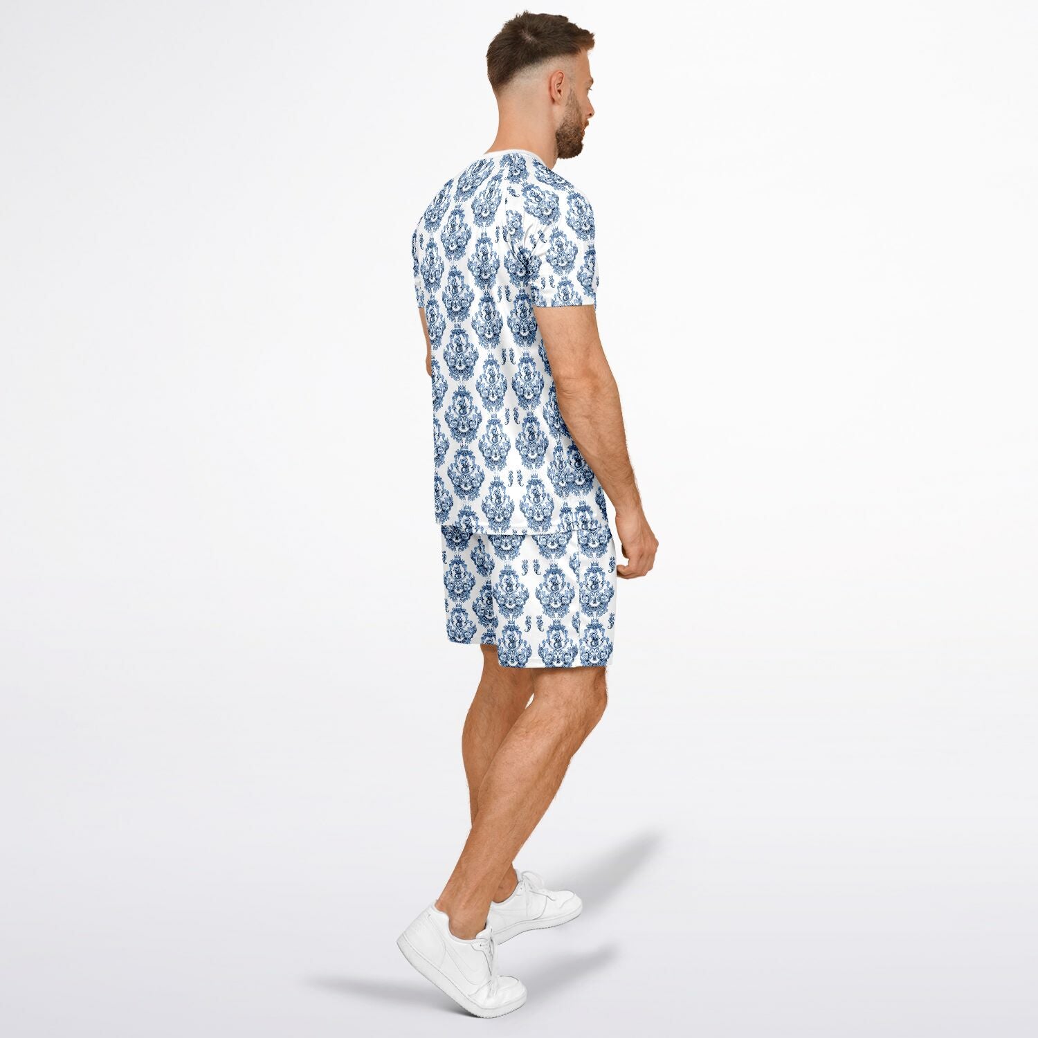 Blue Baroque Shirt and Shorts set for men inspired by the style originating in  16th century Italy.