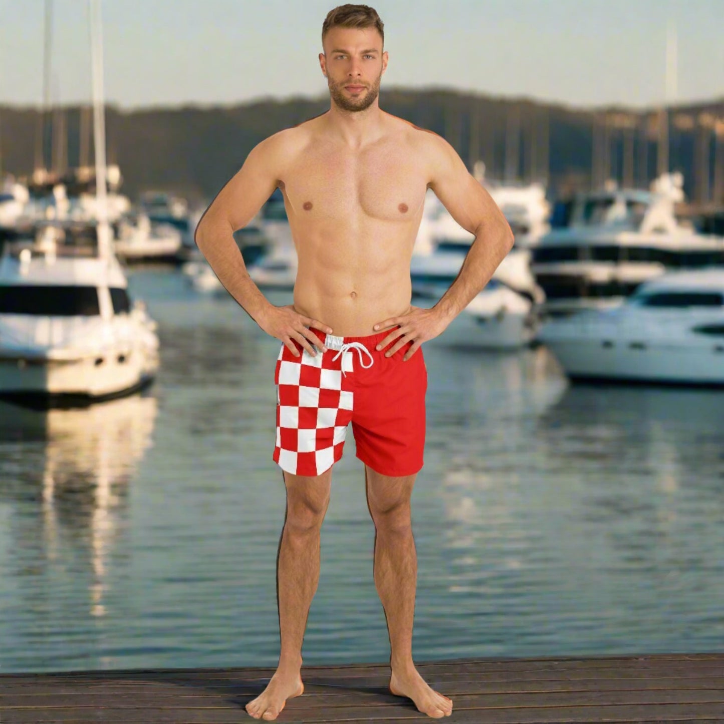 Nautical Signal Flag Inspired Swim Shots / Trunks. DANGER