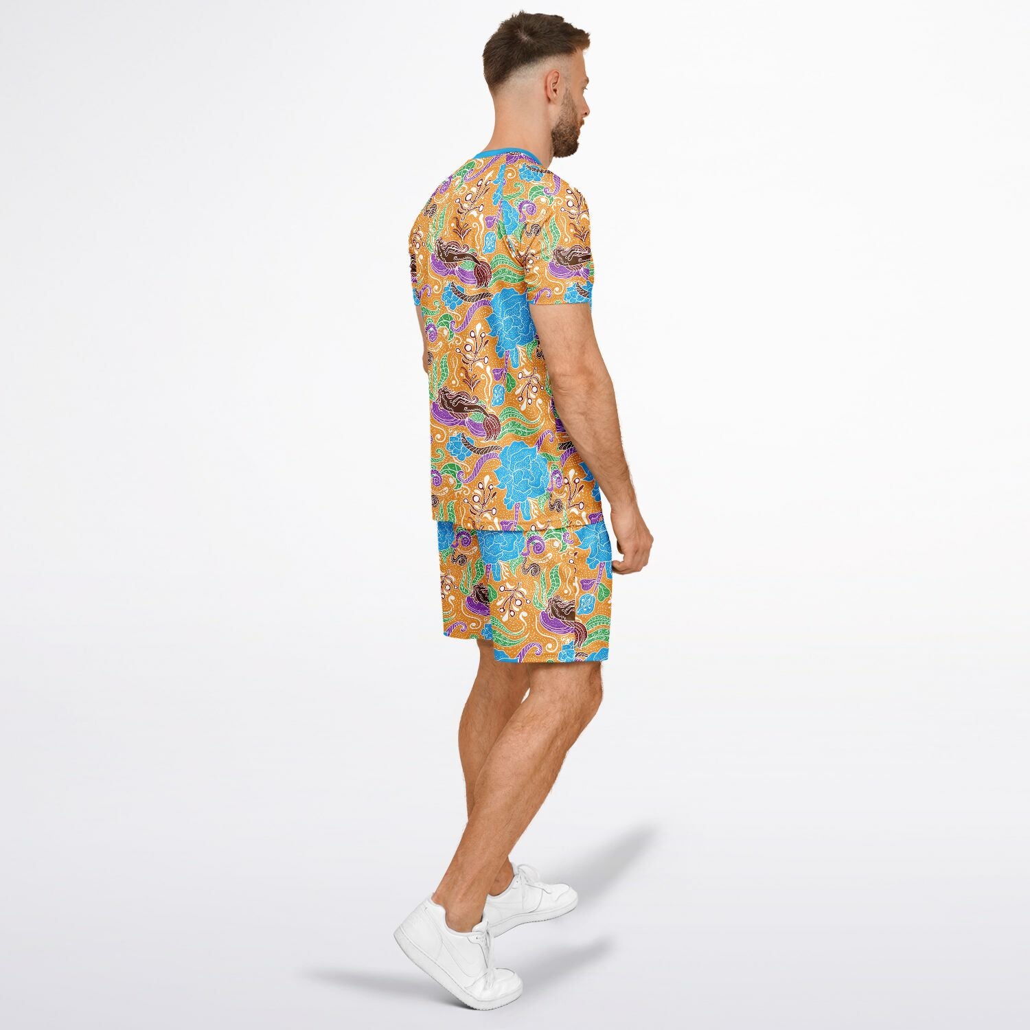 Indonesian Inspired Batik Shirt and Shorts Set For Men