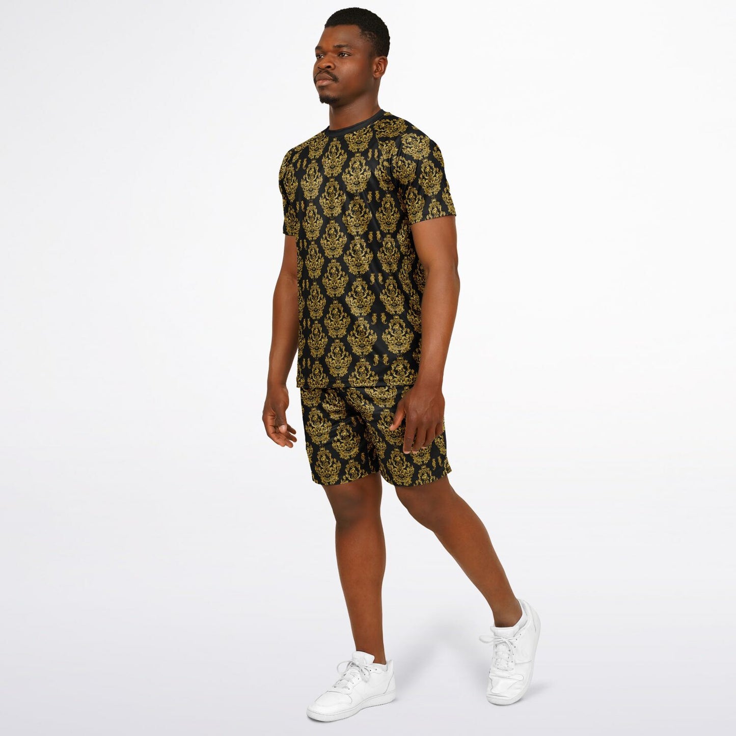 Gold Baroque Shirt and Shorts set for men inspired by the style originating in  16th century Italy.