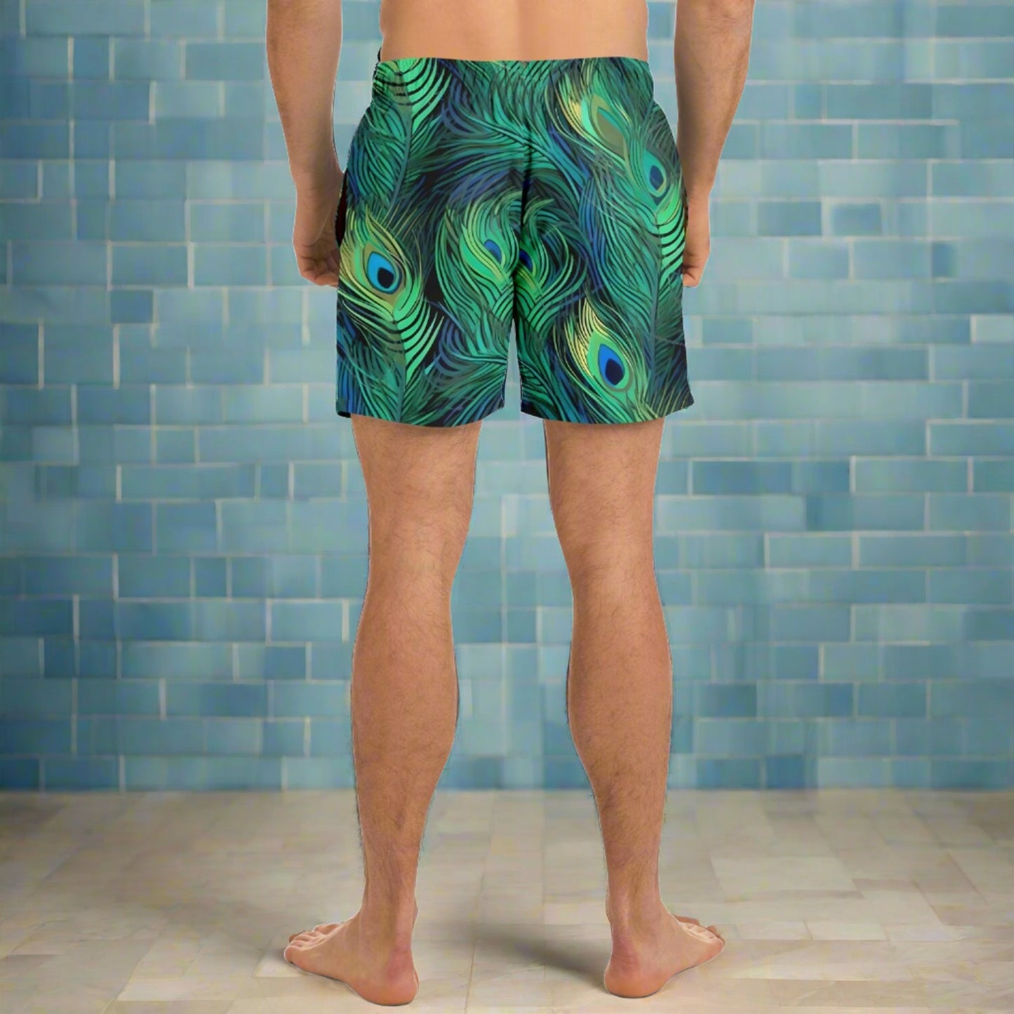 Peacock Print Men's Swim Shorts / Trunks