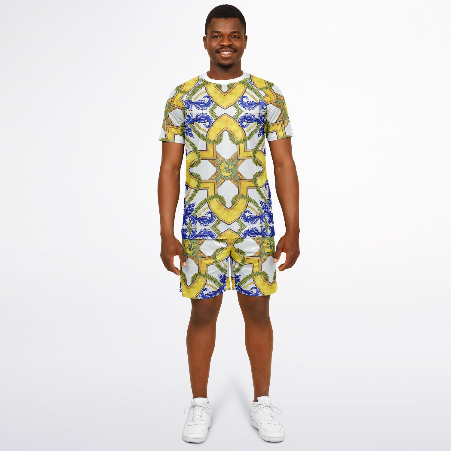 Arc Shorts and Shirt set for Men inspired by the traditional tilework of Spain.