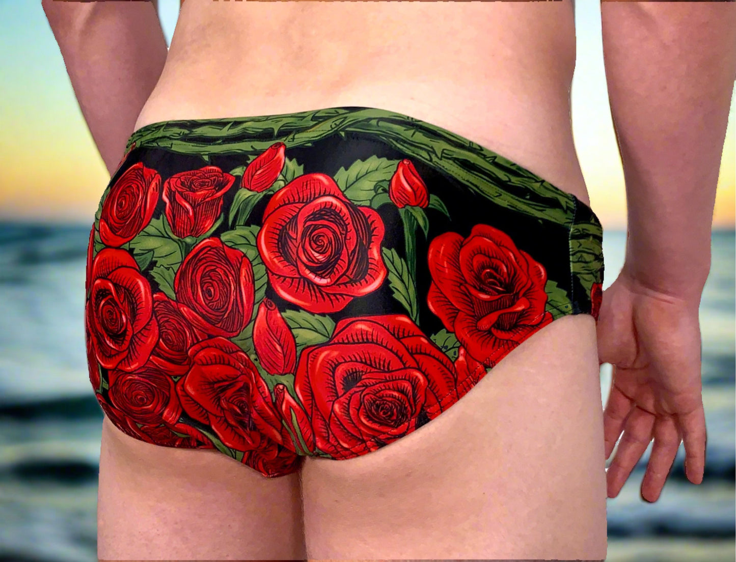 Rozen Red Rose Swim Briefs