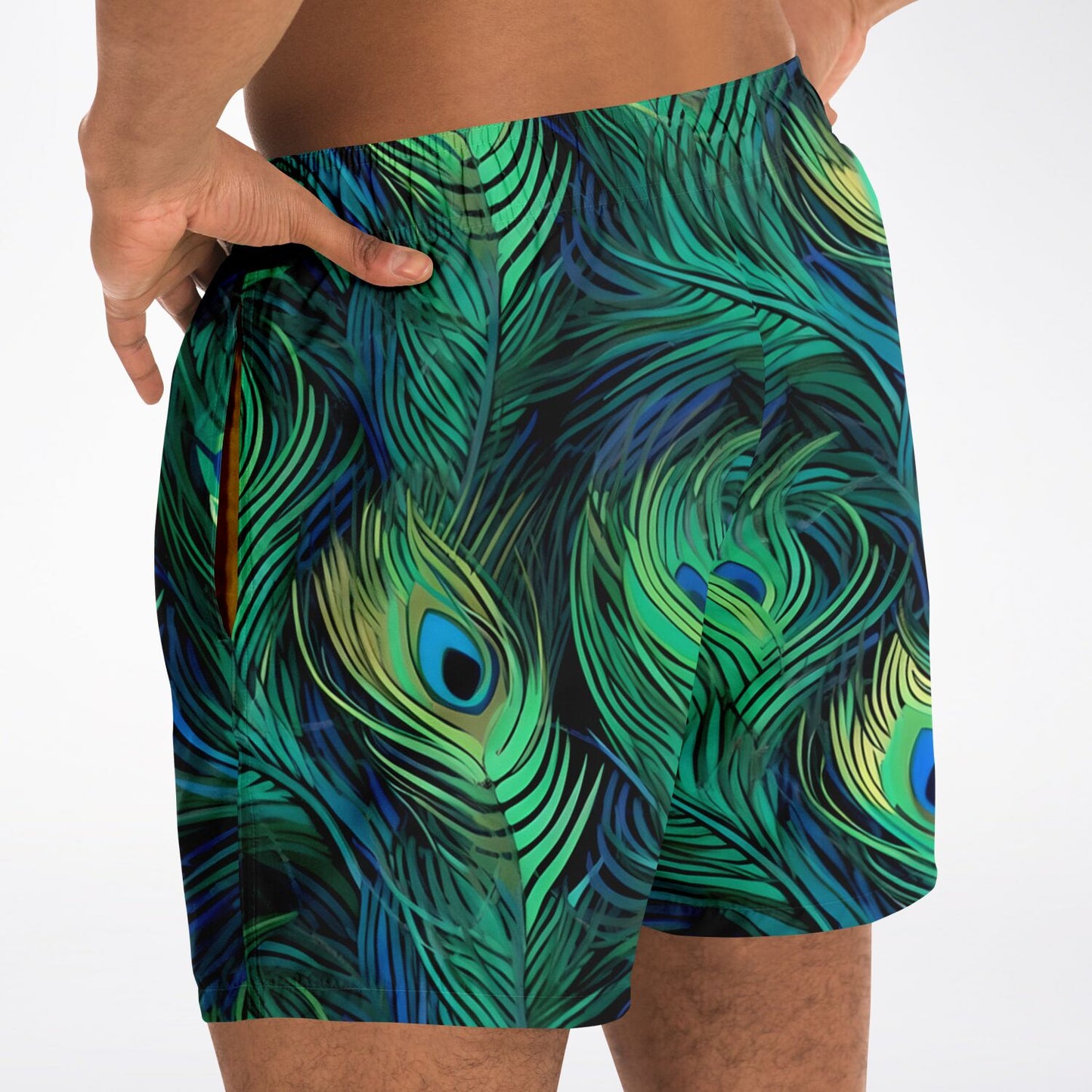 Peacock Feather Print Swim Shorts / Trunks for Men