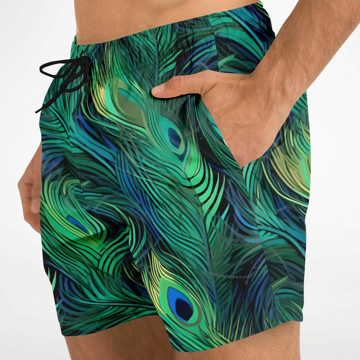 Peacock Feather Print Swim Shorts / Trunks for Men