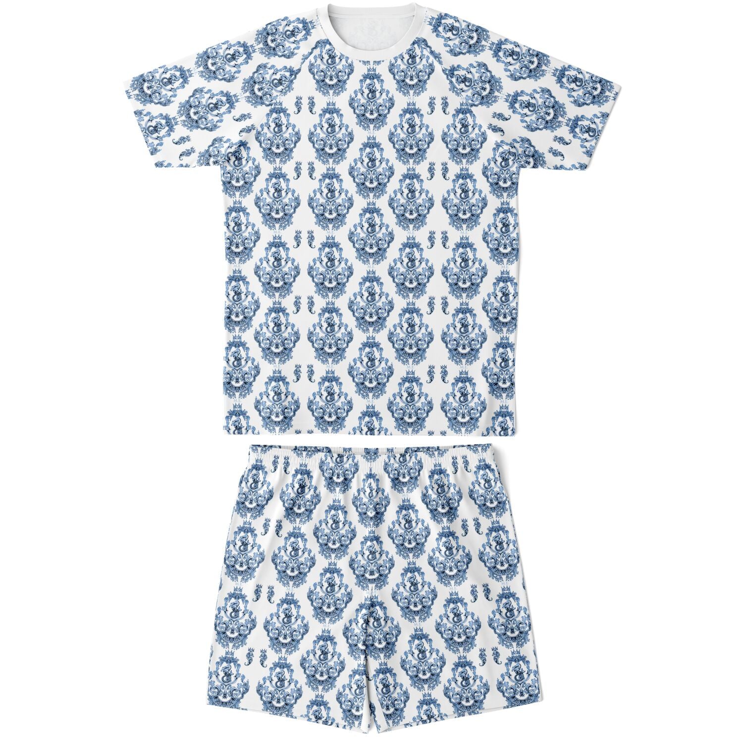 Blue Baroque Shirt and Shorts set for men inspired by the style originating in  16th century Italy.