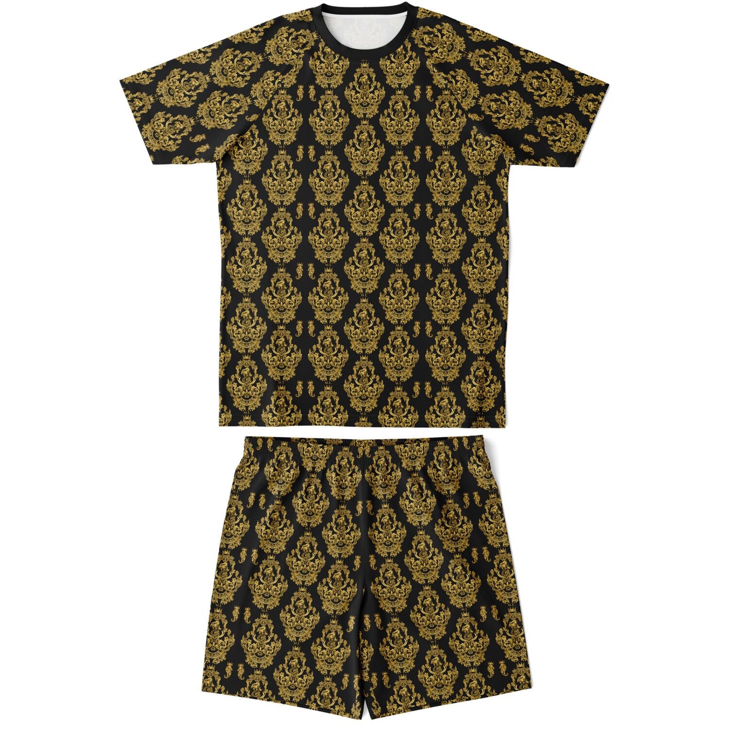 Gold Baroque Shirt and Shorts set for men inspired by the style originating in  16th century Italy.