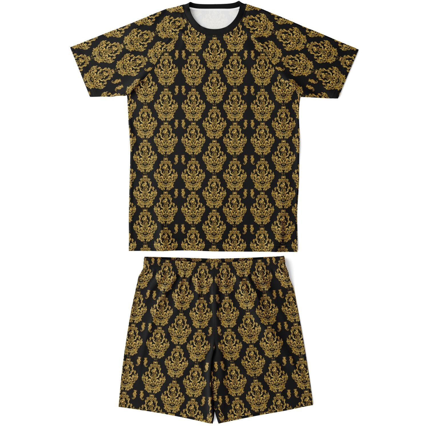 Gold Baroque Shirt and Shorts set for men inspired by the style originating in  16th century Italy.