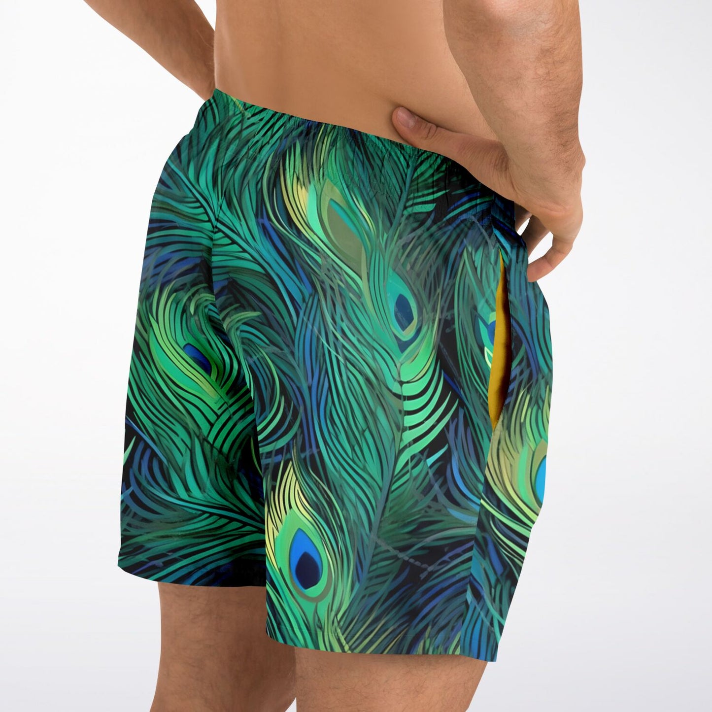 Peacock Feather Print Swim Shorts / Trunks for Men