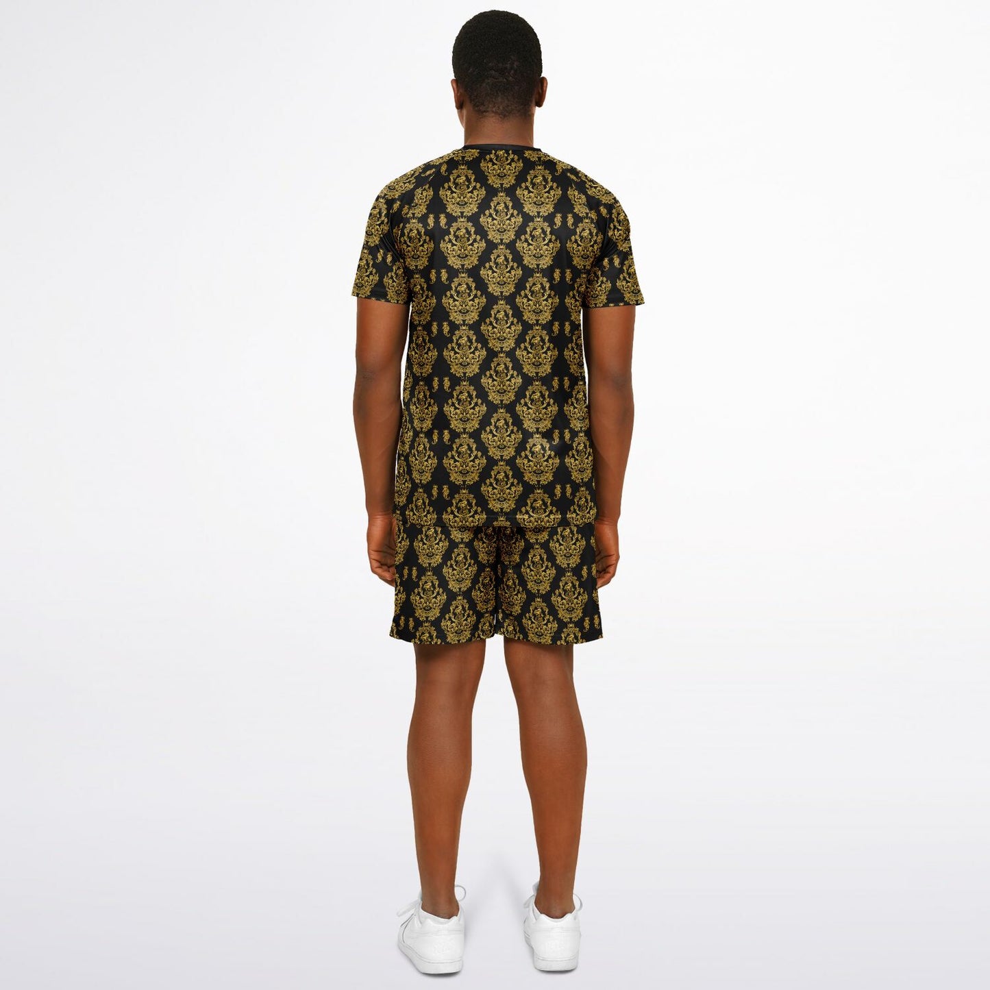 Gold Baroque Shirt and Shorts set for men inspired by the style originating in  16th century Italy.