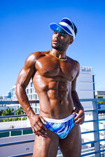 Load image into Gallery viewer, Ribbons of Blue Swim Brief
